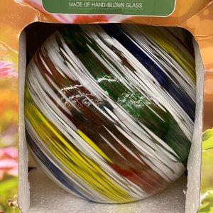 NIB XL 10" Hand Blown Rainbow Garden / Yard Globe Ball